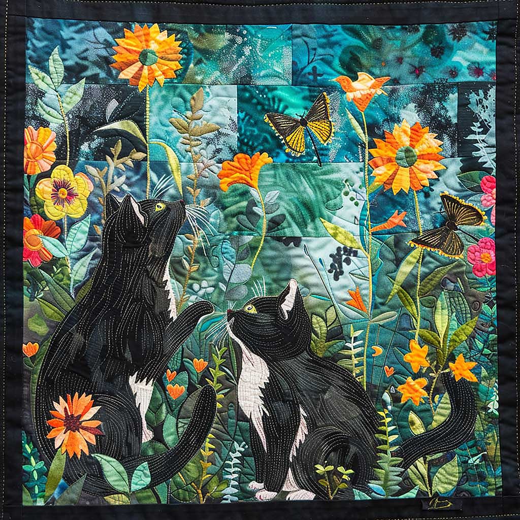 Tuxedo Cats Catch Buffterfly Quilt Blanket Throw Blankets For Couch Thoughtful Christmas Gifts For Wife