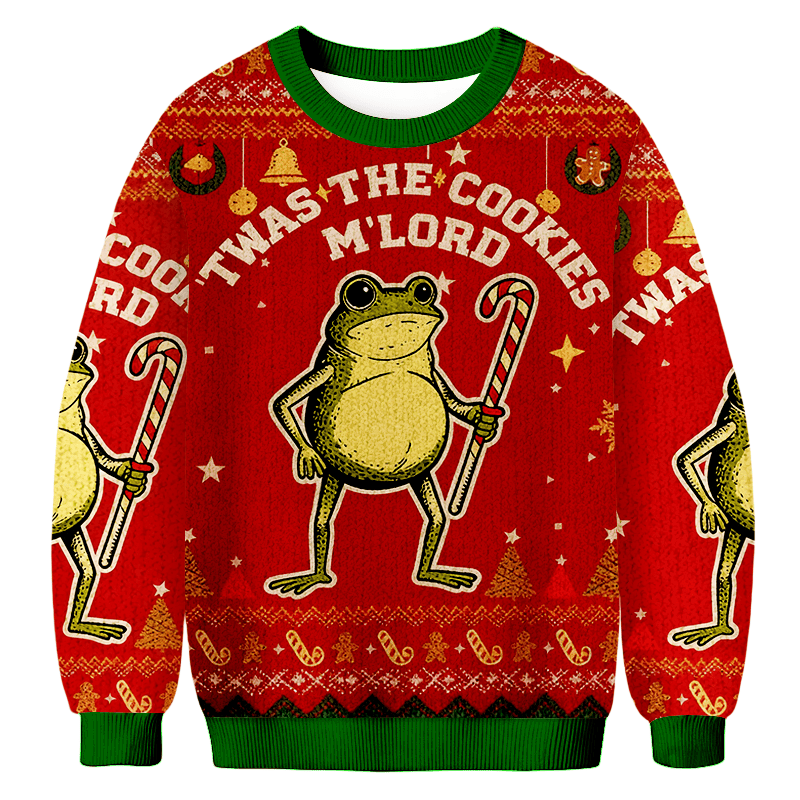 Twas The Cookies M Lord Christmas Ugly Sweater Animal Themed Xmas Clothing Gifts