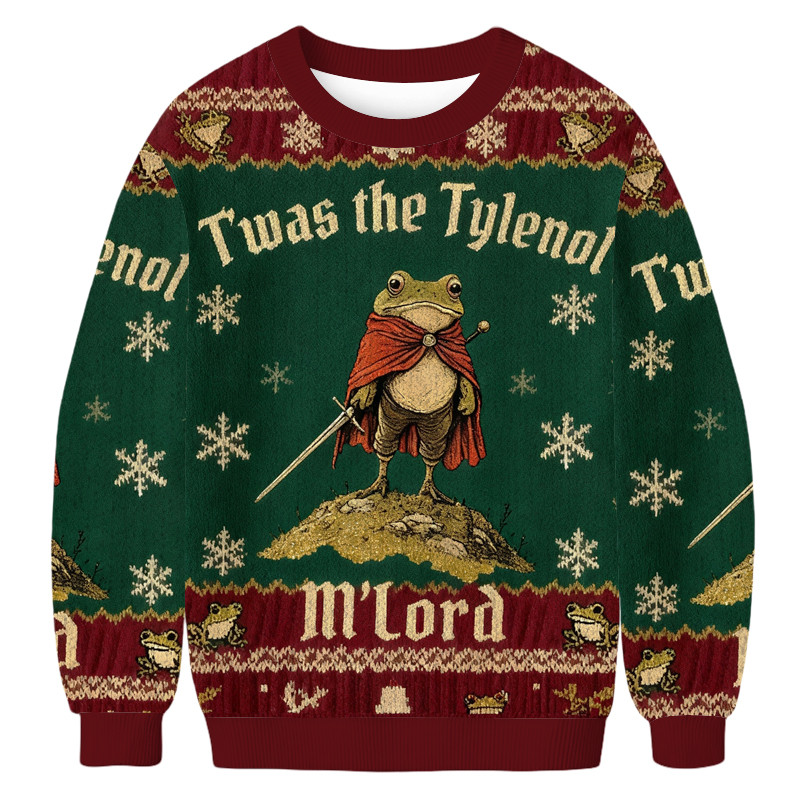 Twas The Tylenol M Lord Frog Christmas Ugly Sweater Xmas Sweater Gifts For Meme Lovers