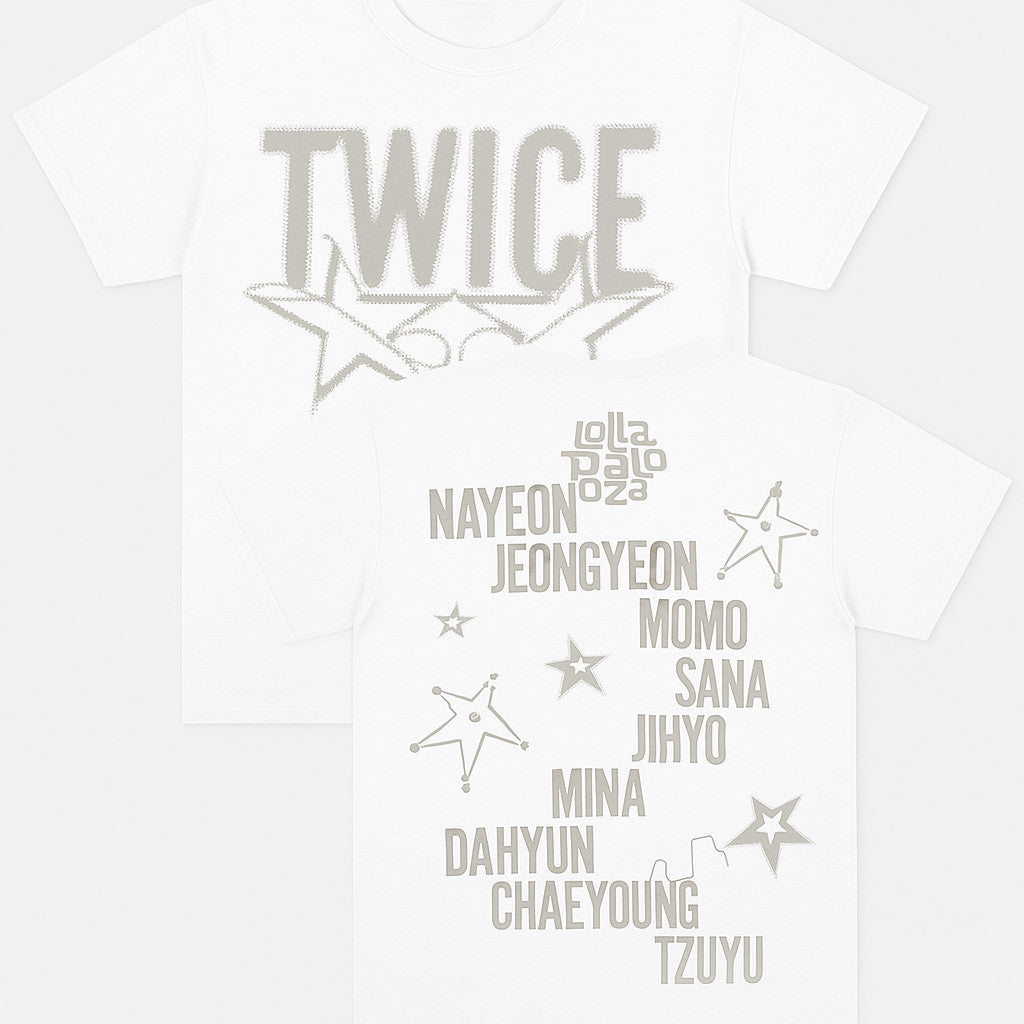 Twice Lollapalooza Merch White Twice T-Shirt Gifts For Boyfriend Twice Lollapalooza Merch White Twice T-Shirt Gifts For Boyfriend