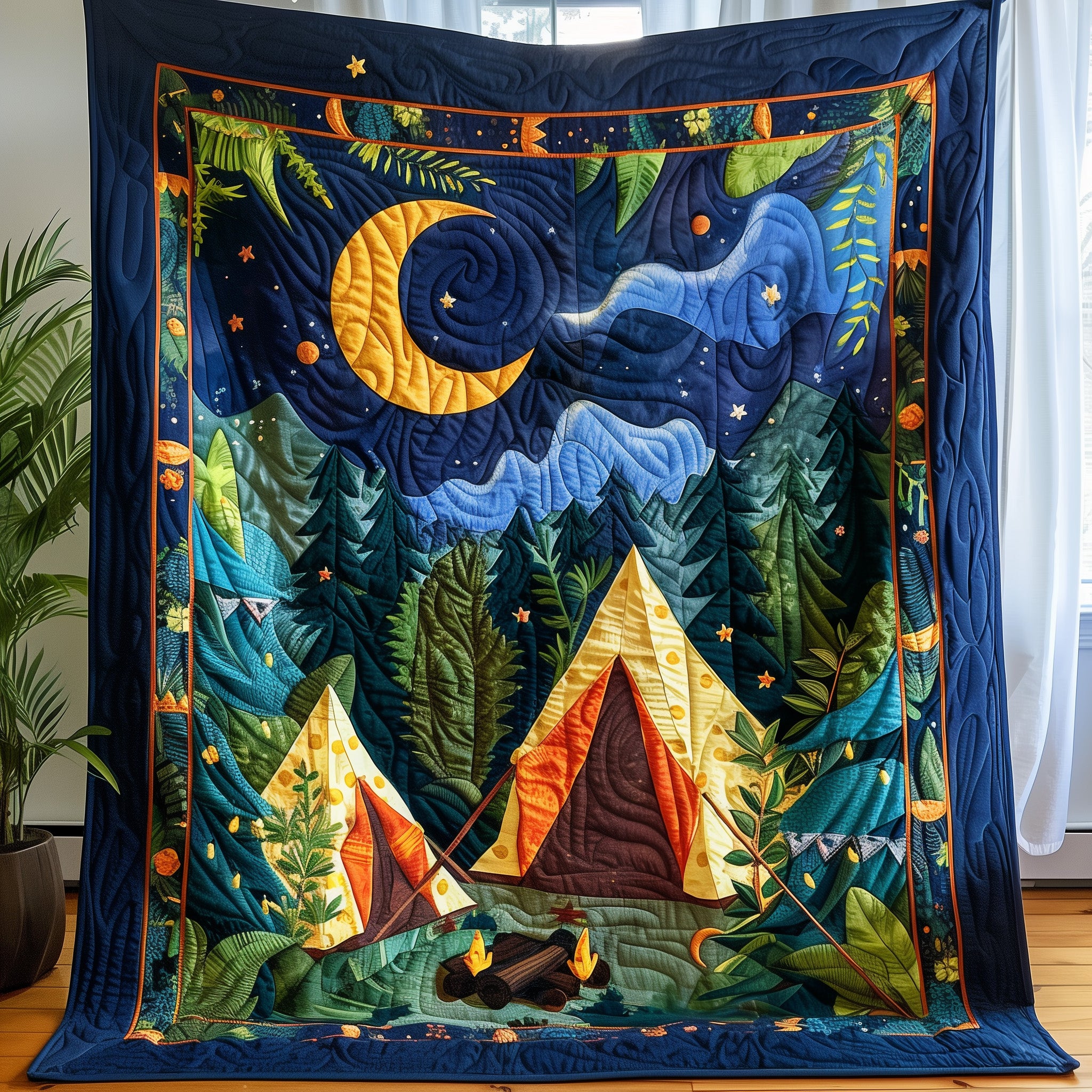 Twilight Blaze Quilted Blanket Gift For Camper