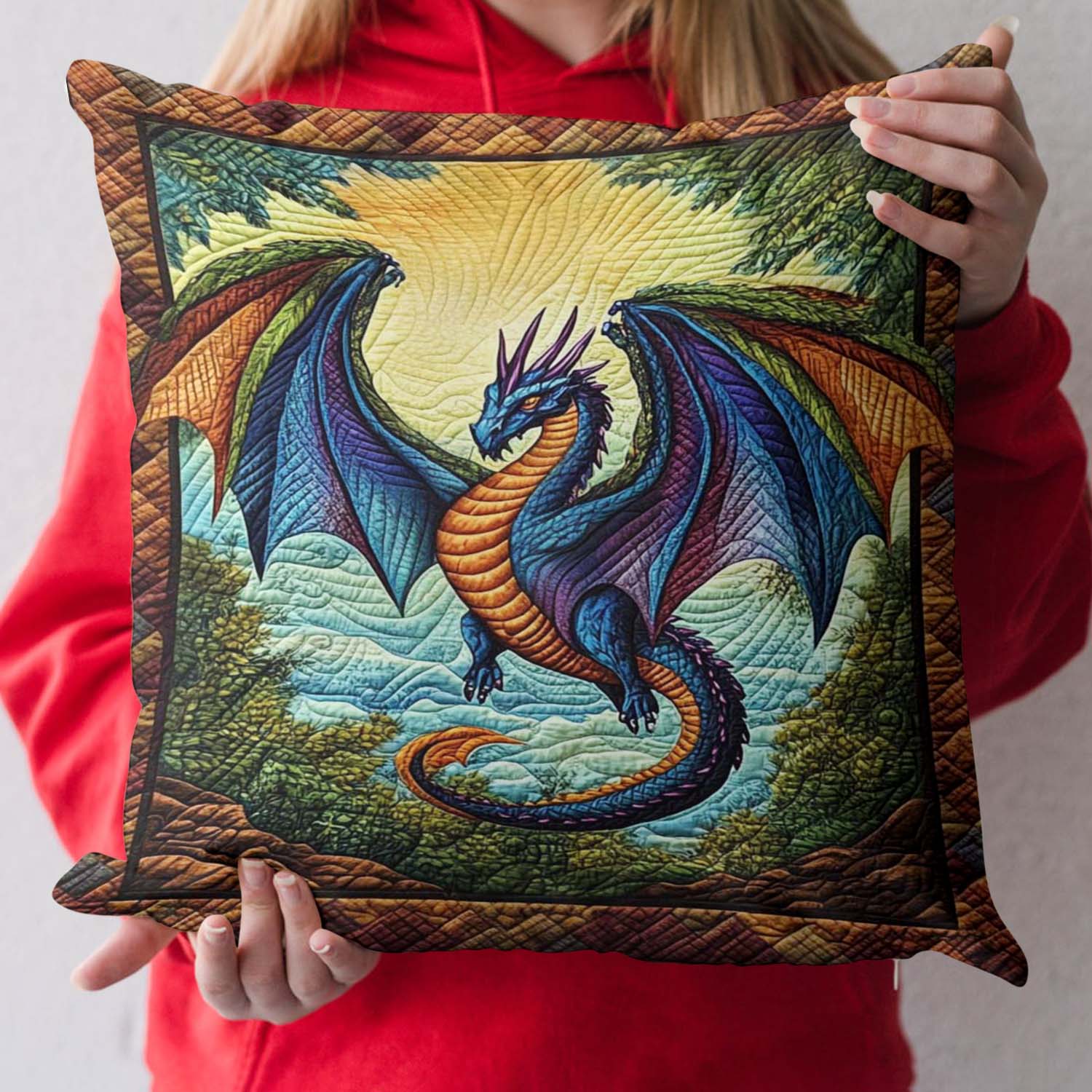 Twilight Blaze Quilted Pillow Case Holiday Throw Pillow Gift