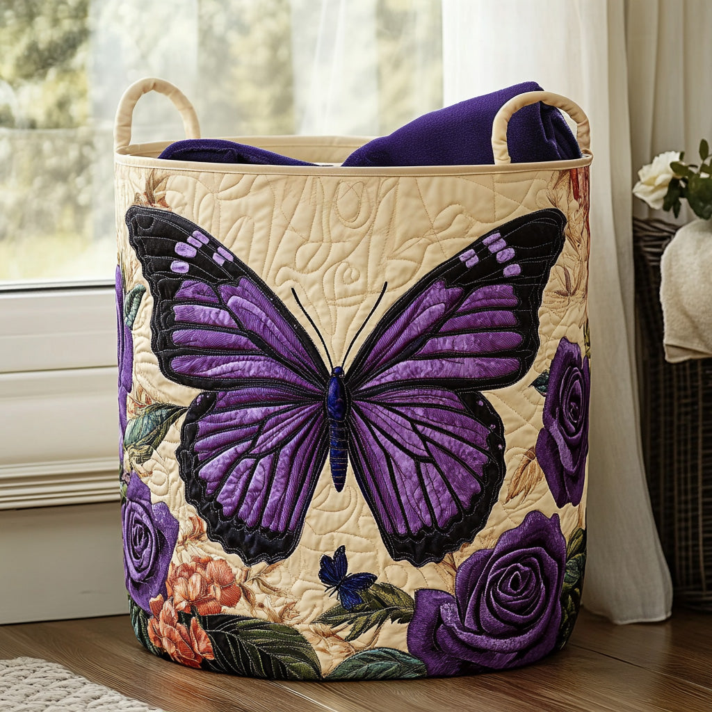 Twilight Bloom Quilted Laundry Basket Merch For Couples