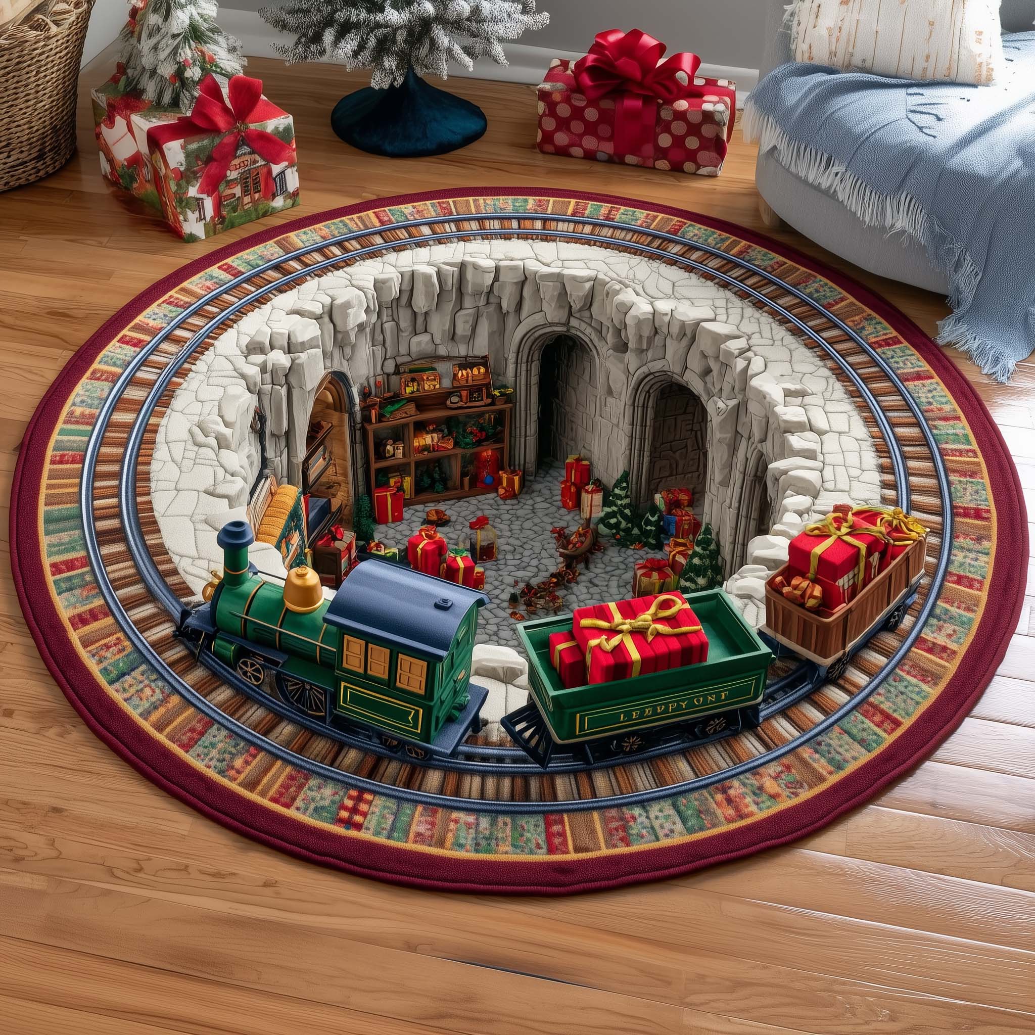 Twilight Bridge Journey Quilted Round Mat Elegant Quilted Round Mat to Enhance Your Room