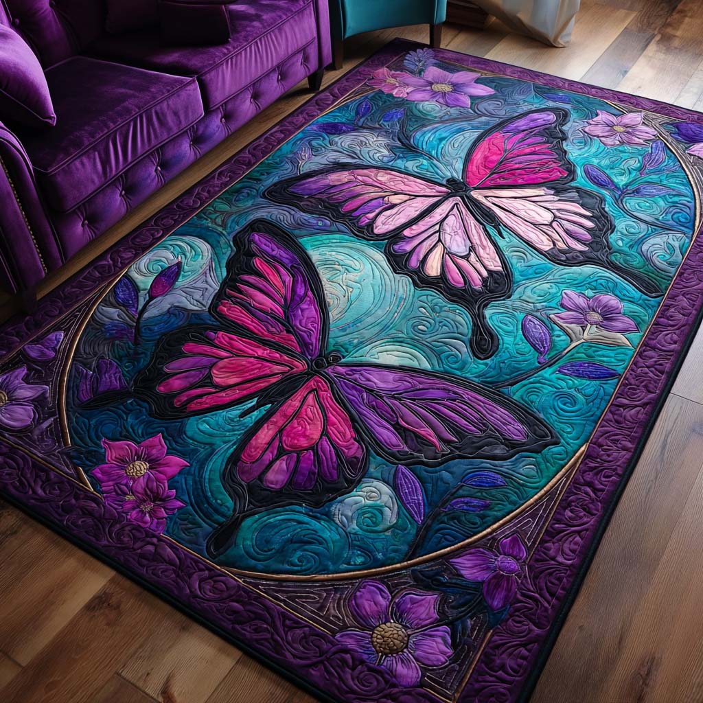 Twilight Dance Area Rug Christmas Home Dec Butterfly Presents