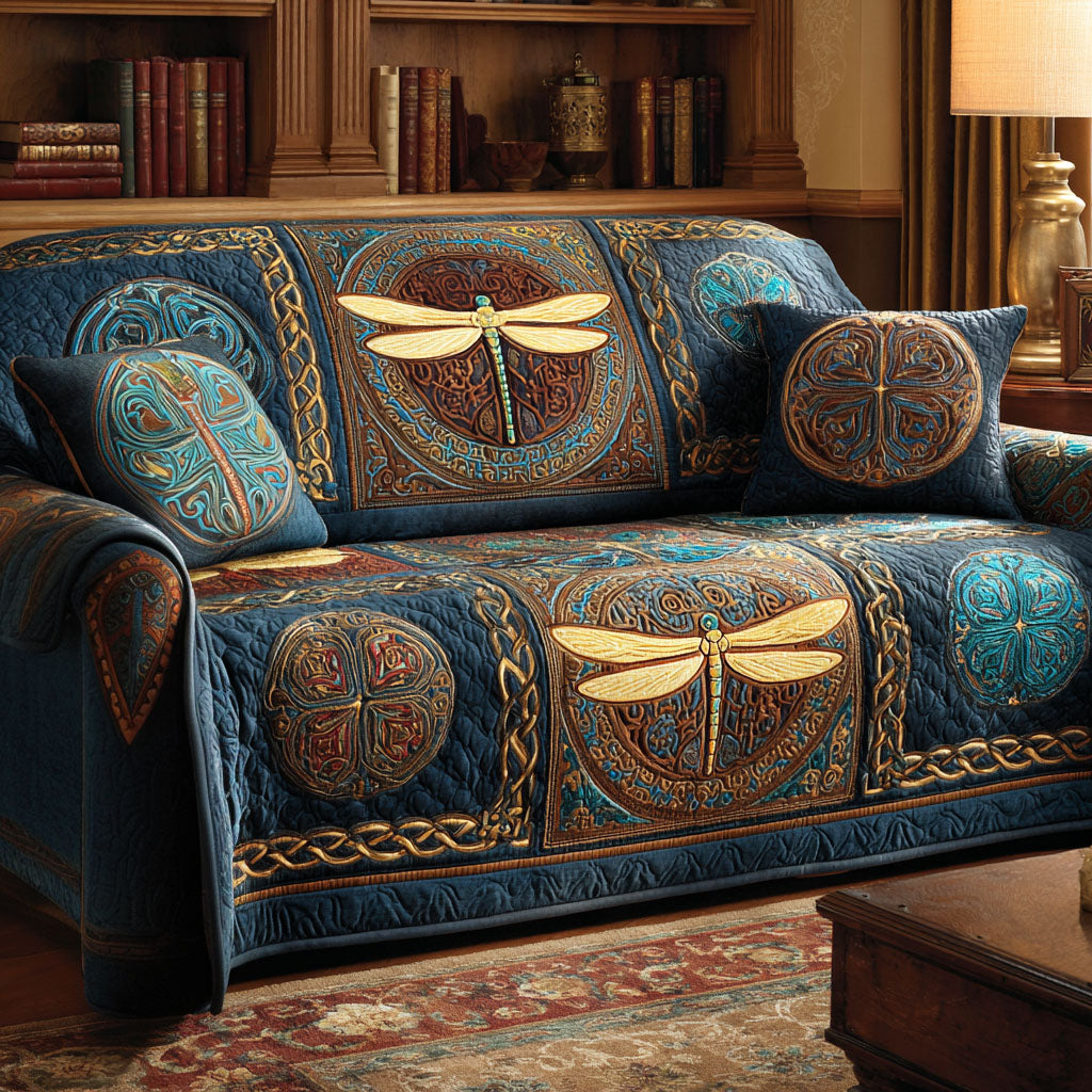 Twilight Dance Quilted Sofa Cover Sofa Chaise Cover Gifts For Dragonfly Lovers