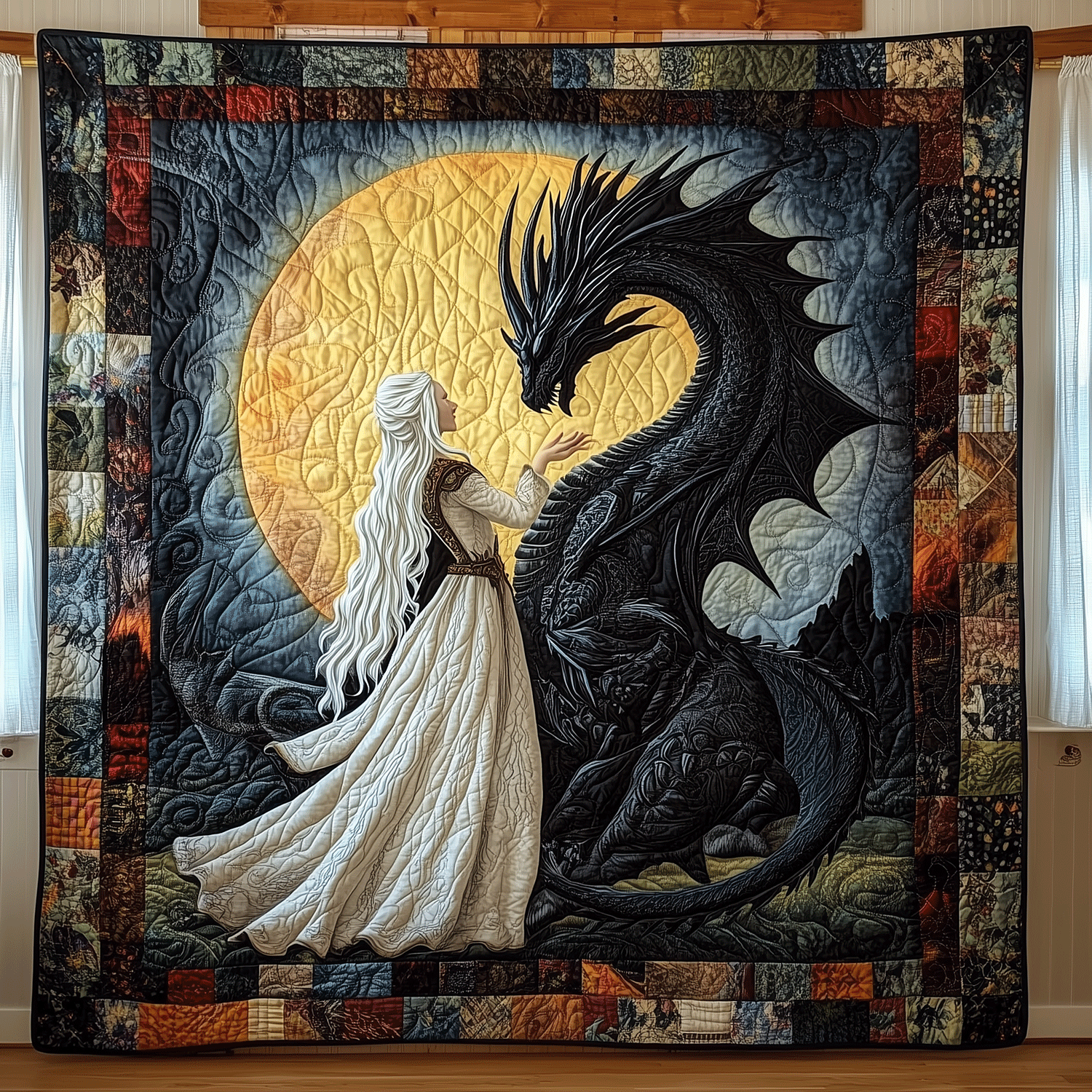 Twilight Dragon Queen Quilted Blanket Gift For Dragon Lover
