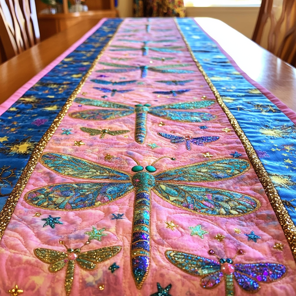 Twilight Dragonfly Quilted Table Runner Dining Room Centerpieces Dragonfly Lover Gifts For Women
