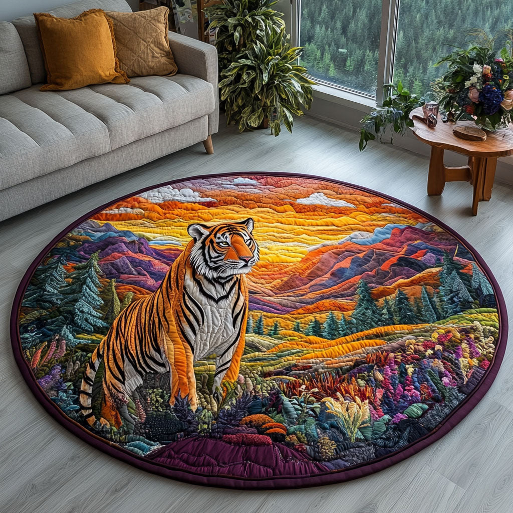 Twilight Dream Tiger Quilted Round Mat Front Entryway Ideas Cute Themed Christmas Trees