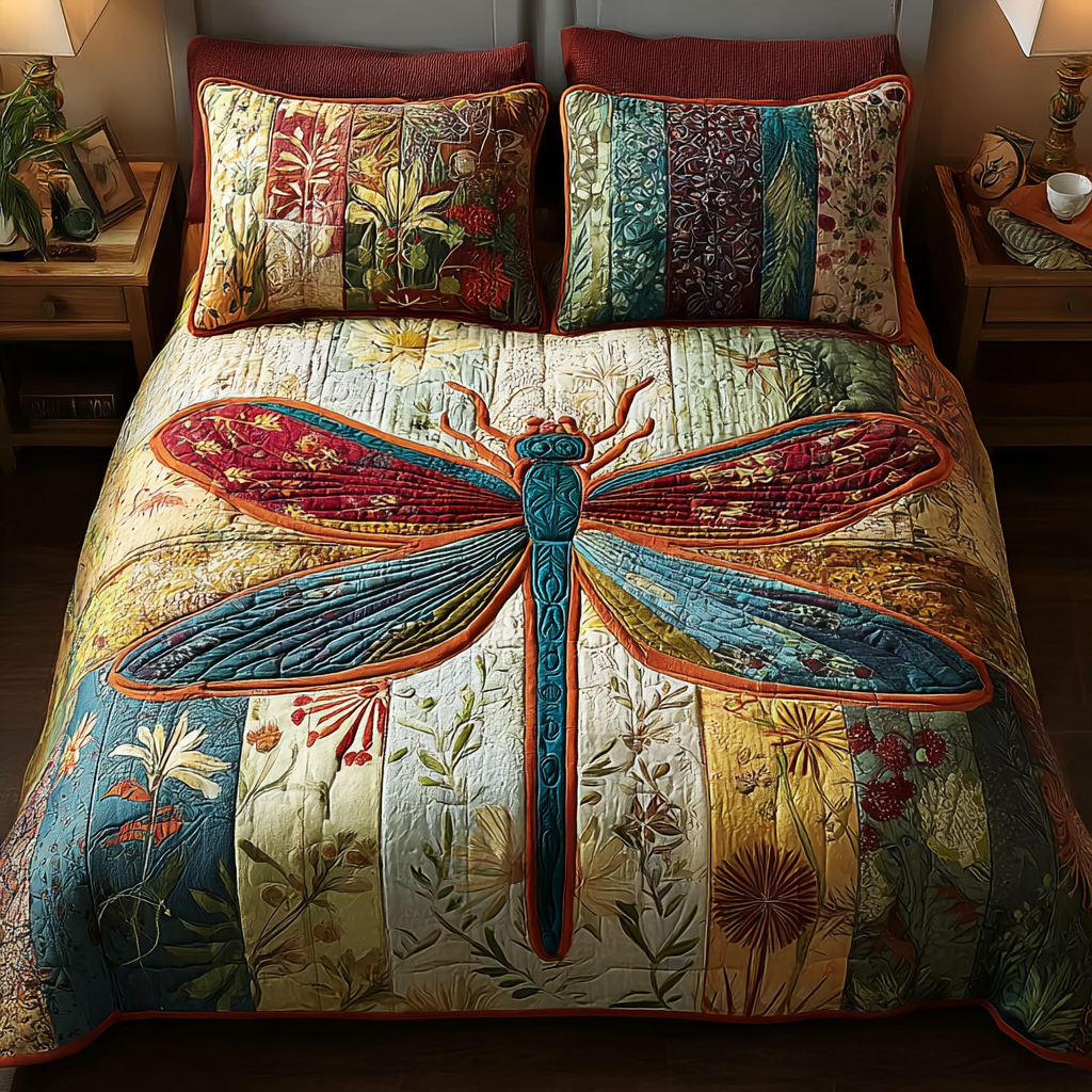 Twilight Drift Quilted Bedding Set Cute Room Decor Best Dragonfly Christmas Gifts