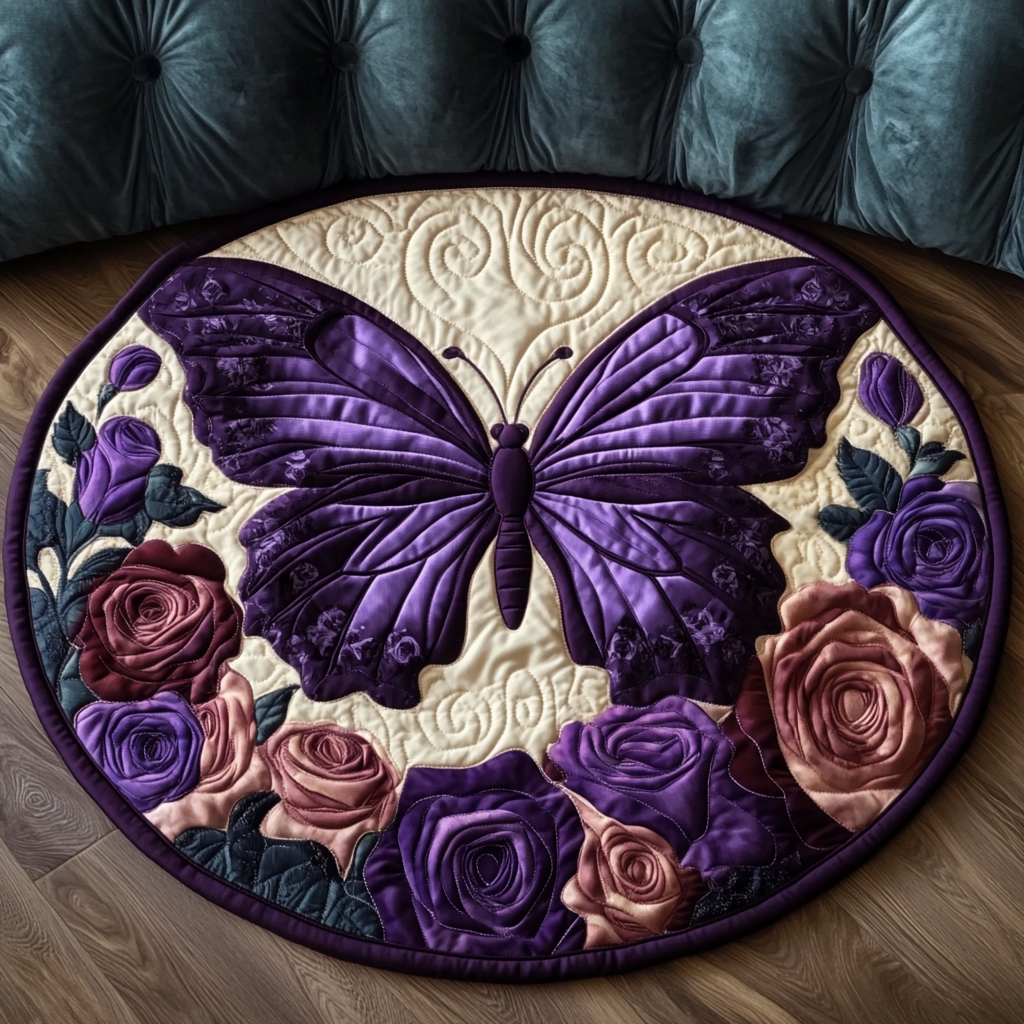 Twilight Flutter Quilted Round Mat Christmas Decor For Entryway Butterfly Themed Gift Items