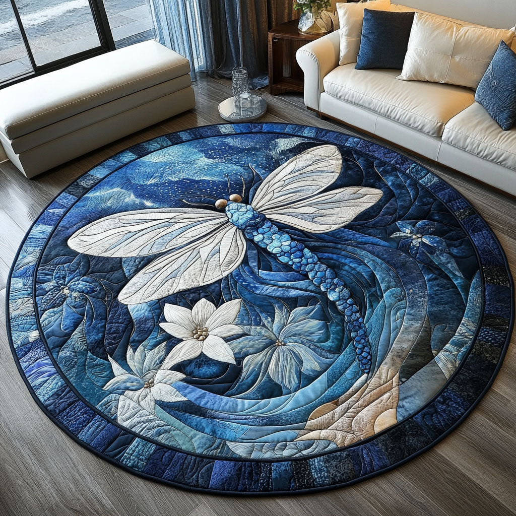 Twilight Flutter Quilted Round Mat Foyer Christmas Decor Dragonfly Gift Ideas