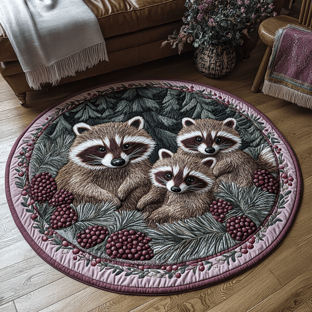 Twilight Forager Quilted Round Mat Holiday Season Round Mat Autumn Gifts for Her