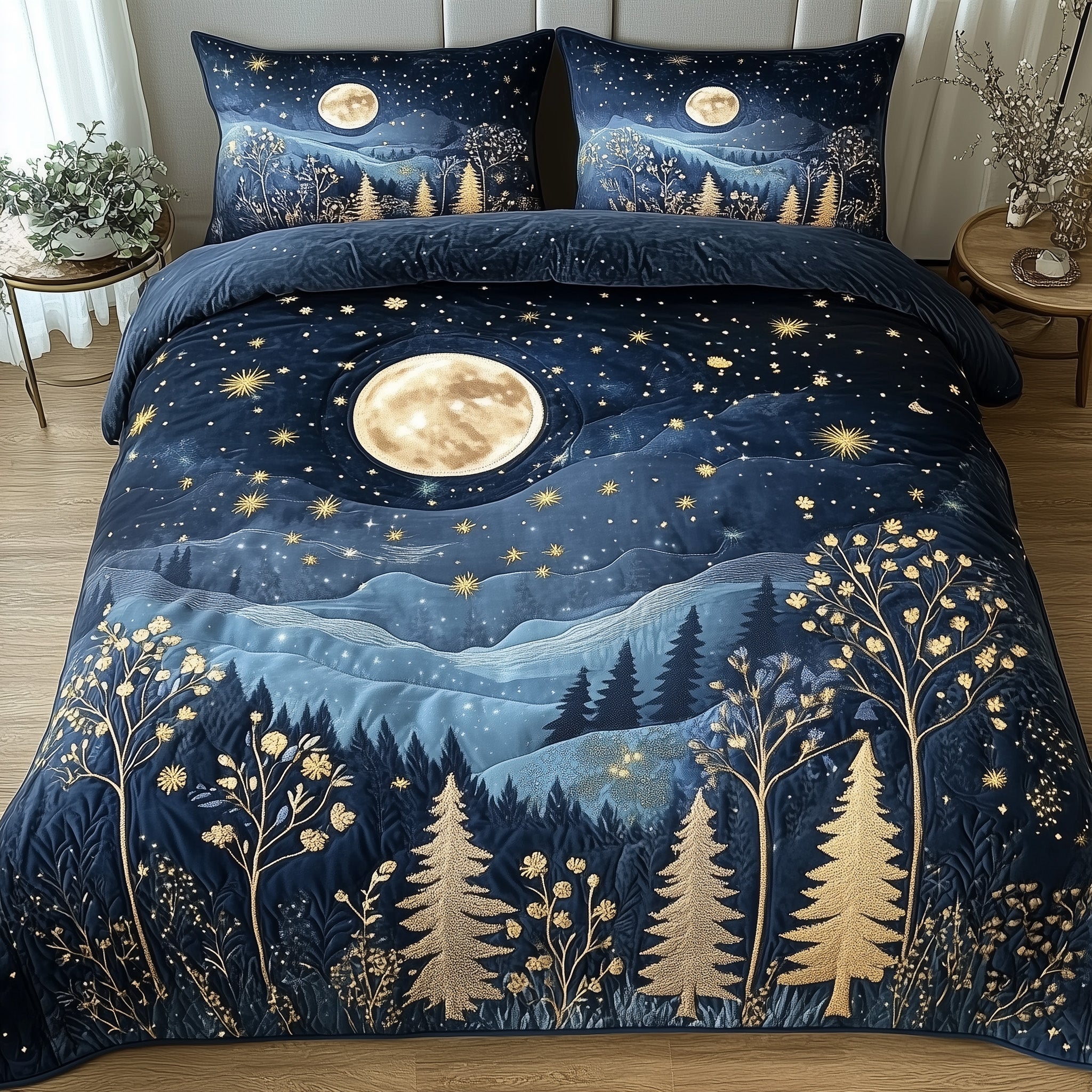 Twilight Forest Meadow Quilted Bedding Set Duvet Cover Bed Sheet Christmas Presents For Sister In Law