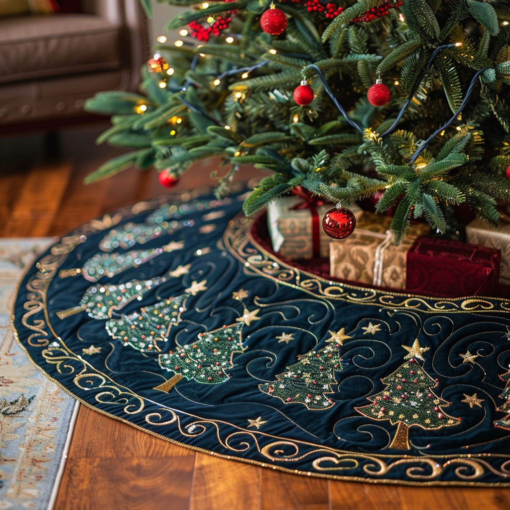 Twilight Forest Quilted Tree Skirt Cozy Quilted Tree Skirt to Complement Your Holiday Decor