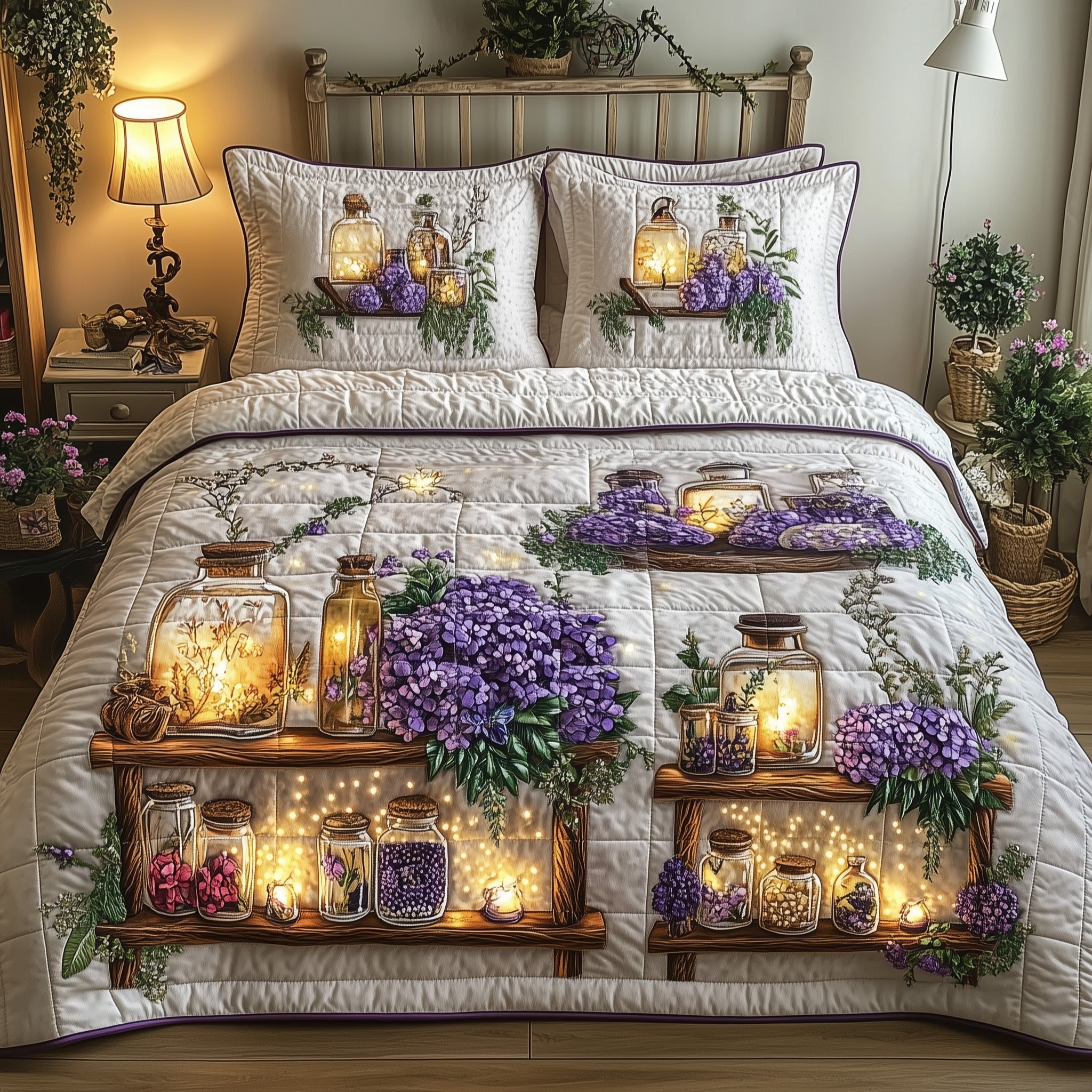Twilight Garden Quilted Bedding Set Duvet Cover Merchandise Best Gifts For Gardeners