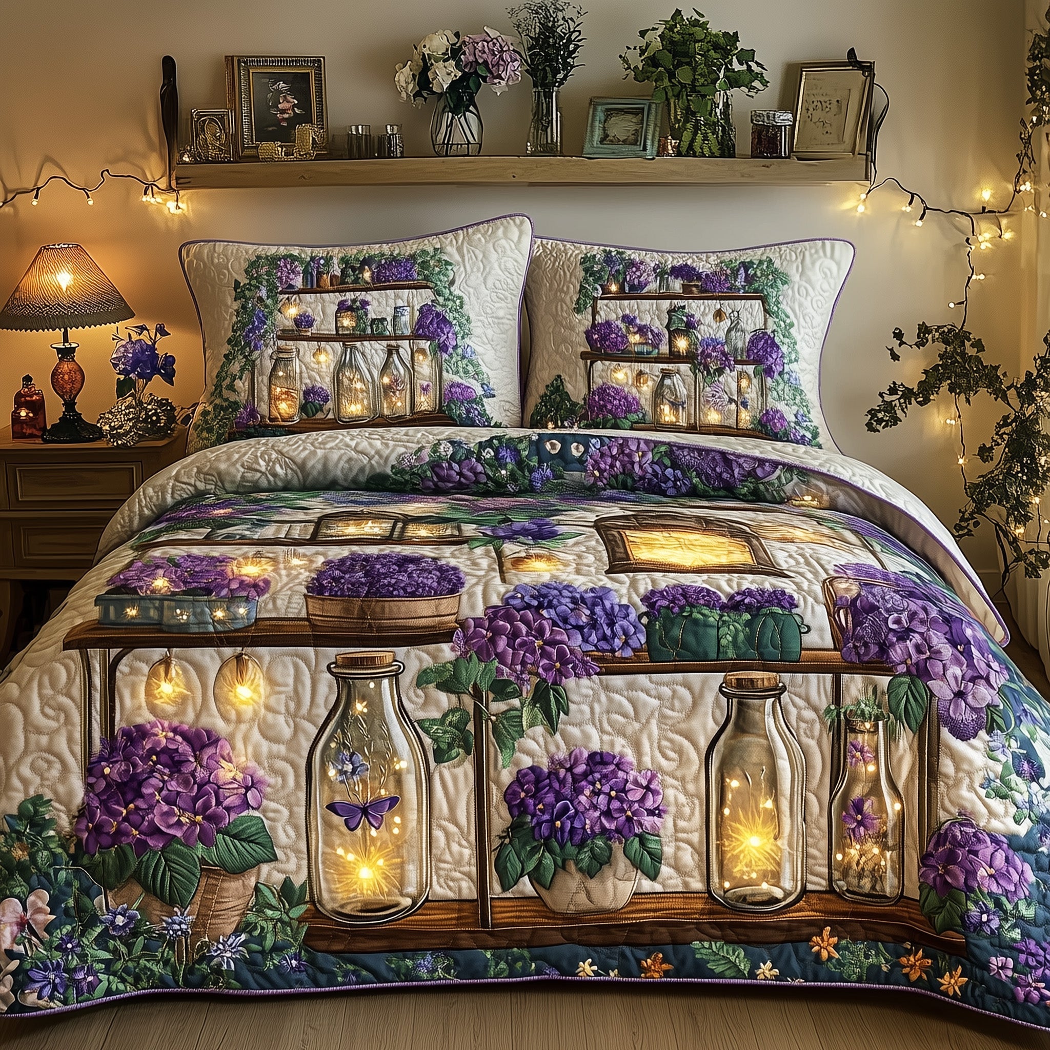 Twilight Garden Quilted Bedding Set Duvet Cover Merchandise Gardening Gifts For Women