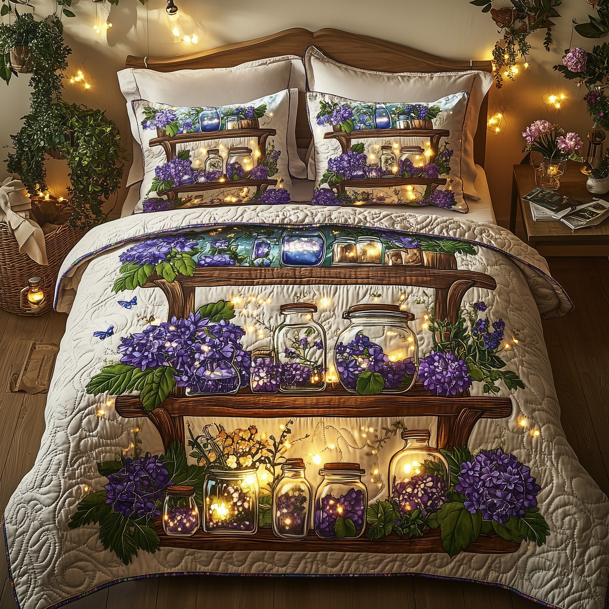 Twilight Garden Quilted Bedding Set Duvet Cover Merchandise Great Gifts For Garden Lovers