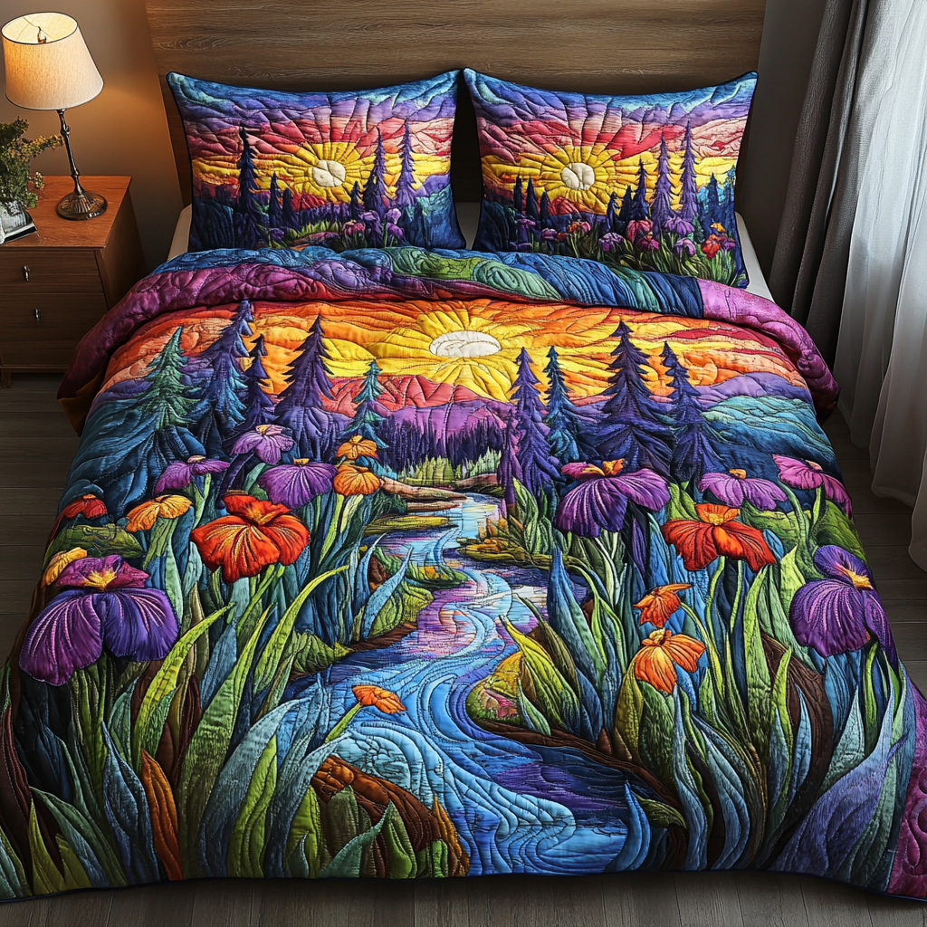 Twilight Garden Quilted Bedding Set Exclusive Bedding Gift Set for Luxury Sleep