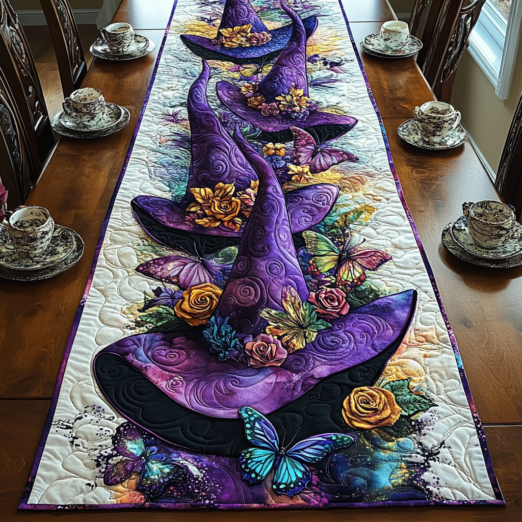 Twilight Garden Quilted Table Runner Festive Table Runners Elegant Halloween Dining Table Decor