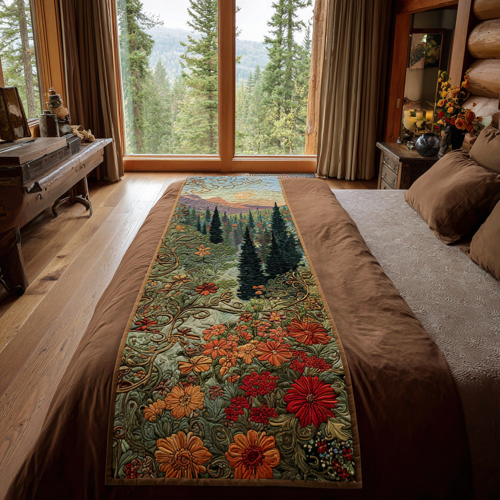 Twilight Grove Quilted Bed Runner Bedroom Decorations Gift For Nature Lovers