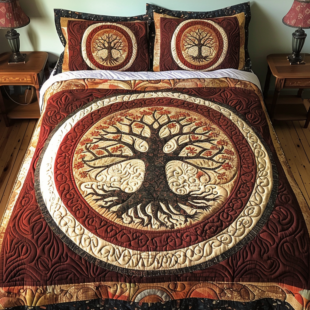 Twilight Grove Quilted Bedding Set Cute Room Decor Tree Of Life Gifts For Grangarents