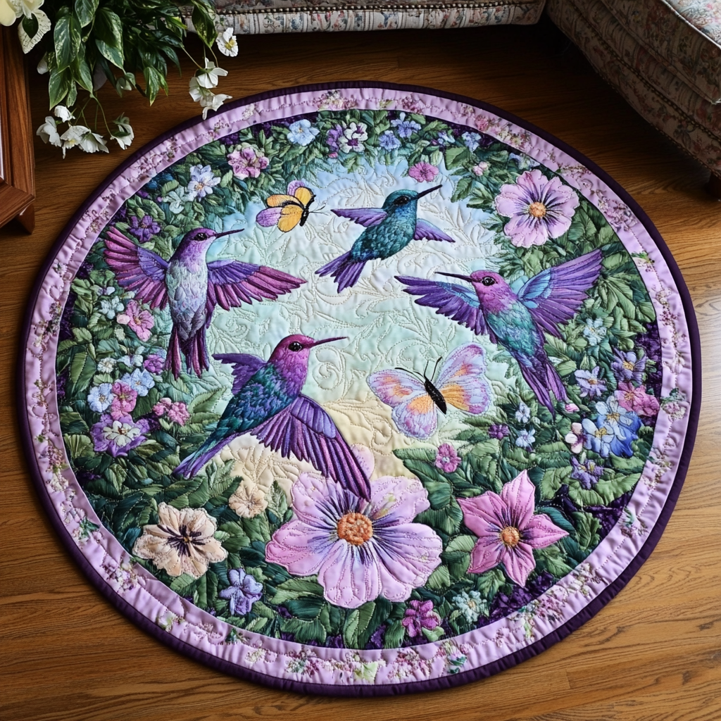 Twilight Hummer Quilted Round Mat Entryway Ideas Hummingbird Stuff To Buy