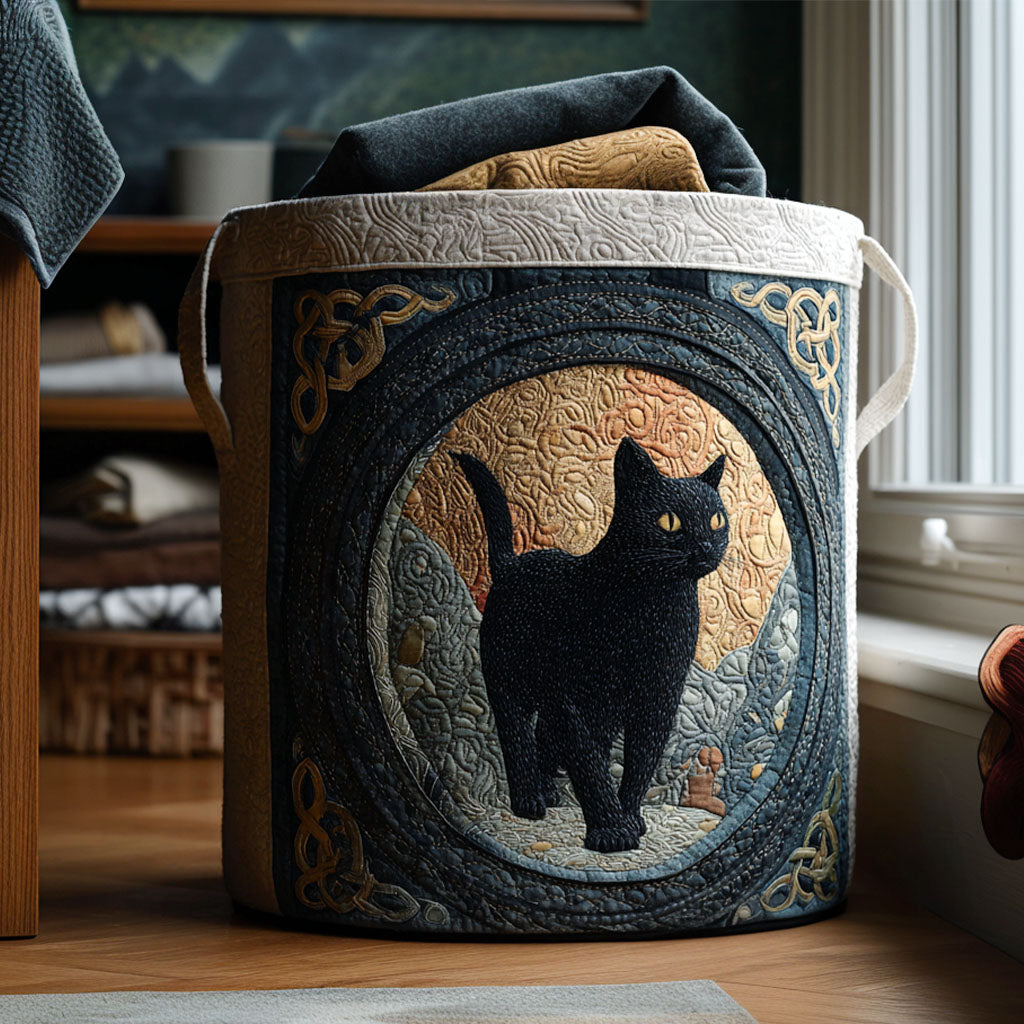 Twilight Keeper Quilted Laundry Basket Elegant Quilted Laundry Bin for Bedroom and Bathroom