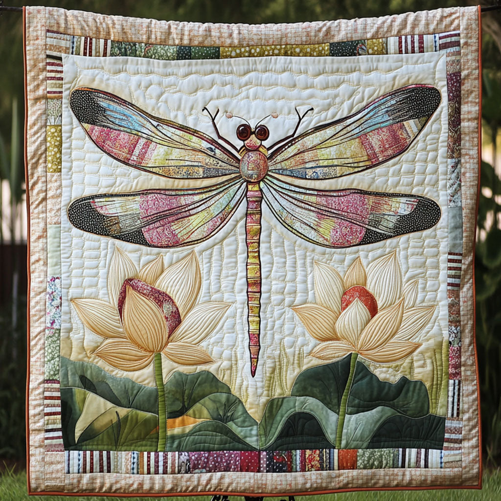 Twilight Lotus Quilted Blanket Sofa Couch Throw Blanket Unusual Dragonfly Gifts
