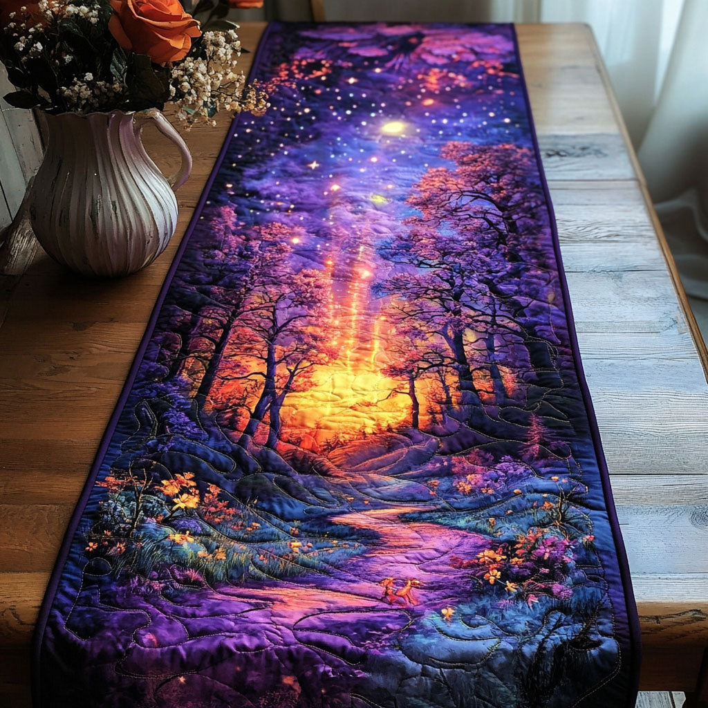 Twilight Meadow Trail Quilted Table Runner Dining Table Ideas Gift For Nature Lovers