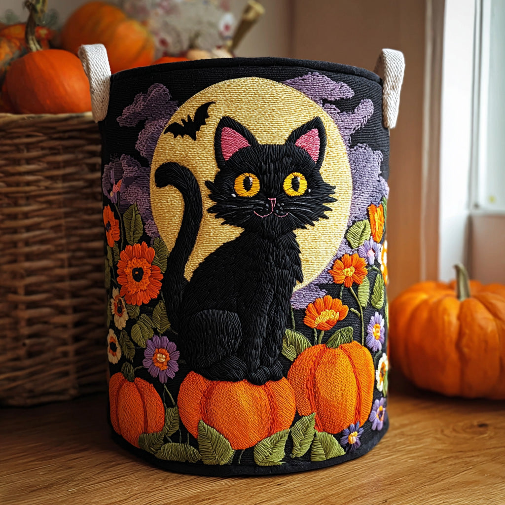 Twilight Meow Quilted Laundry Basket Valentine's Day Merch Gift