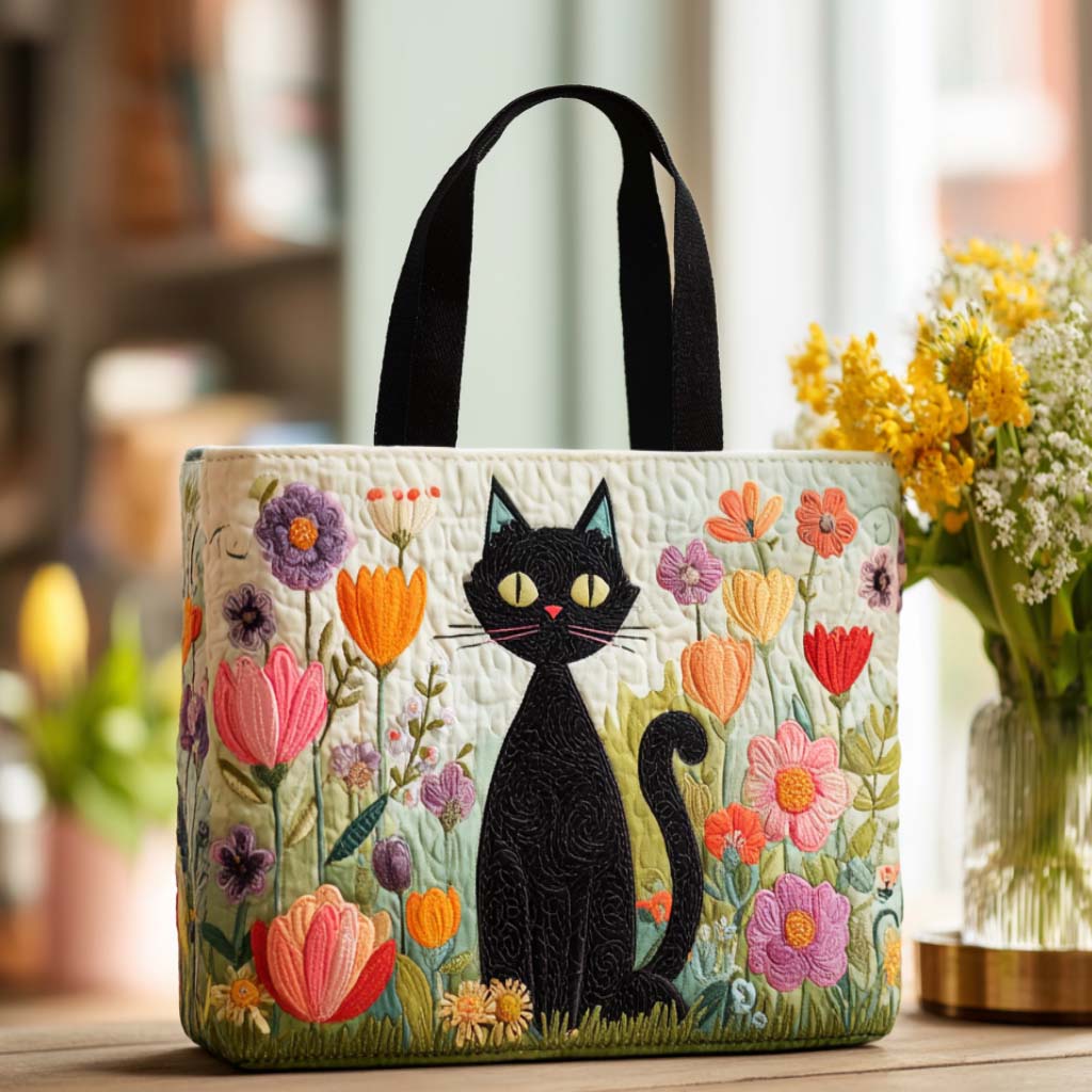 Twilight Meow Quilted Tote Bag Top Gifts For Cat Lovers