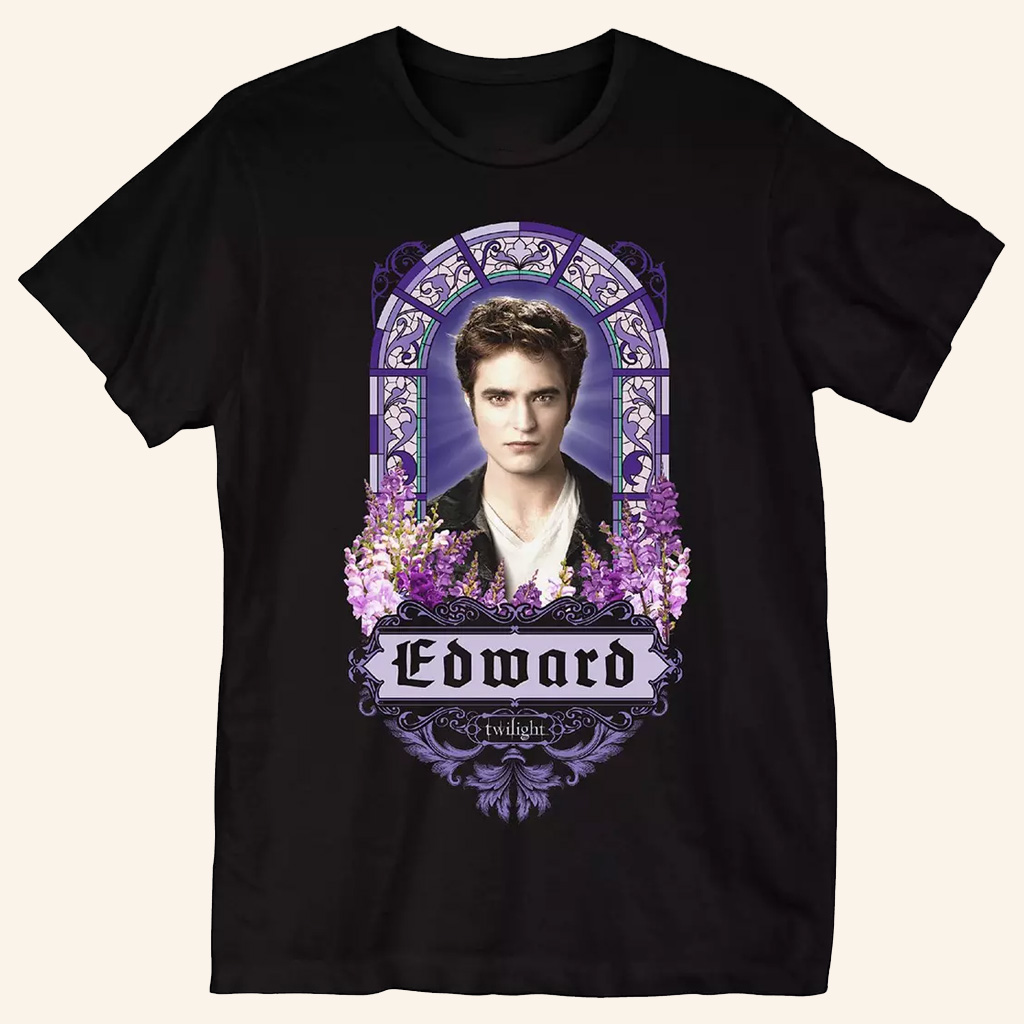 Twilight Merch Edward Stained Glass Portrait T-Shirt Unique Gifts For Sisters
