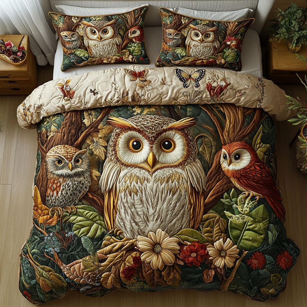 Twilight Nest Quilted Bedding Set Bed Decorations Unique Owl Gifts