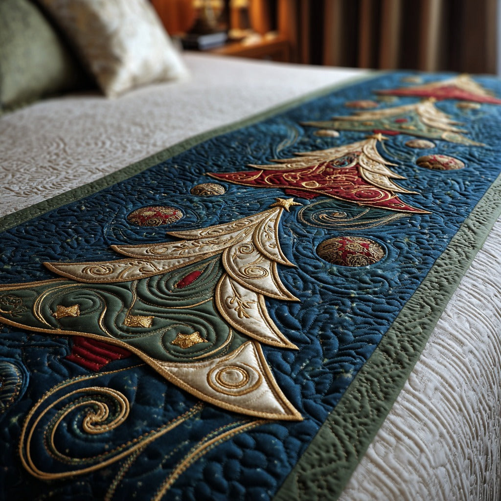 Twilight Noel Quilted Bed Runner Christmas Holiday Decor Family Christmas Presents
