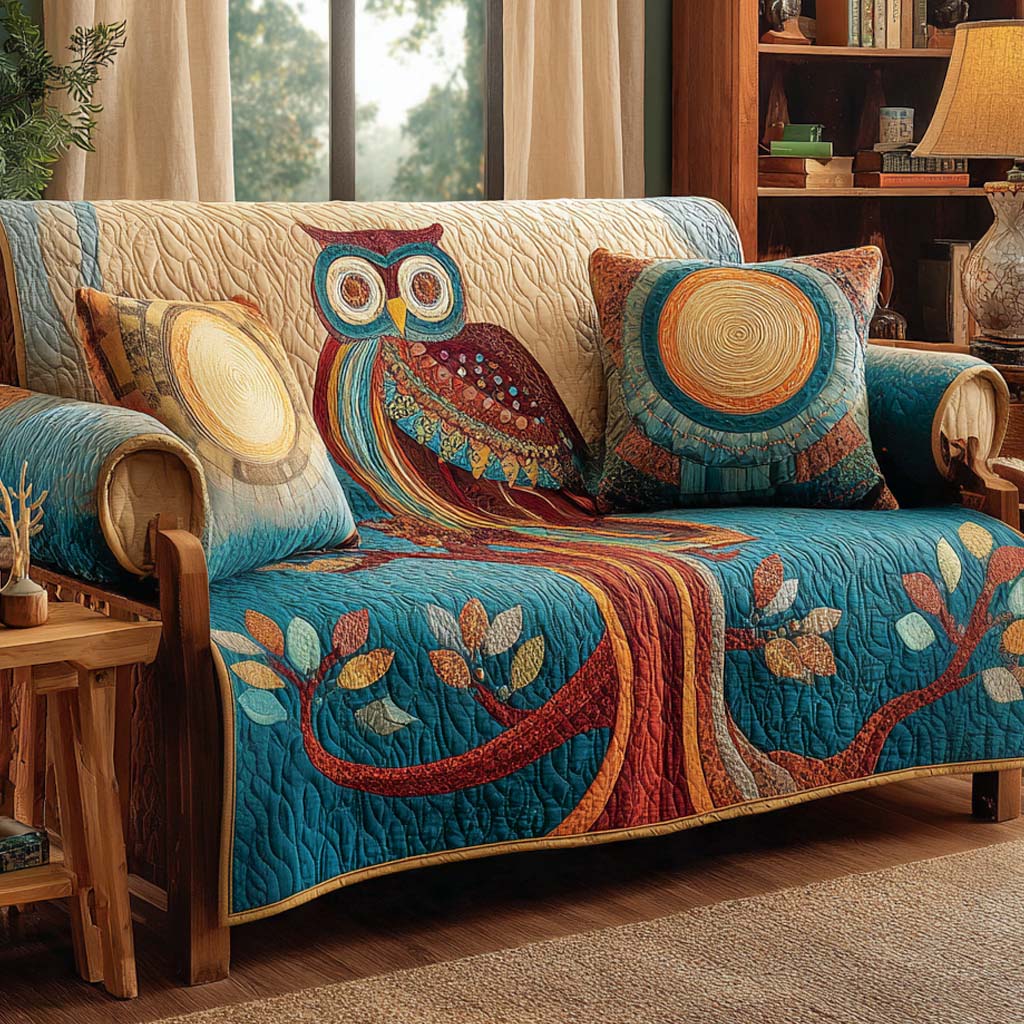 Twilight Perch Quilted Sofa Cover Home Decor Owl Gifts For Mom