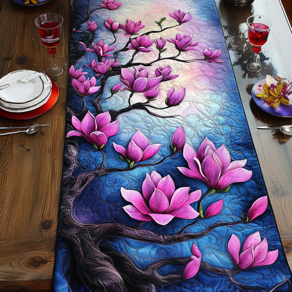 Twilight Petals Quilted Table Runner Dining Decor Gifts For The Flower Lover