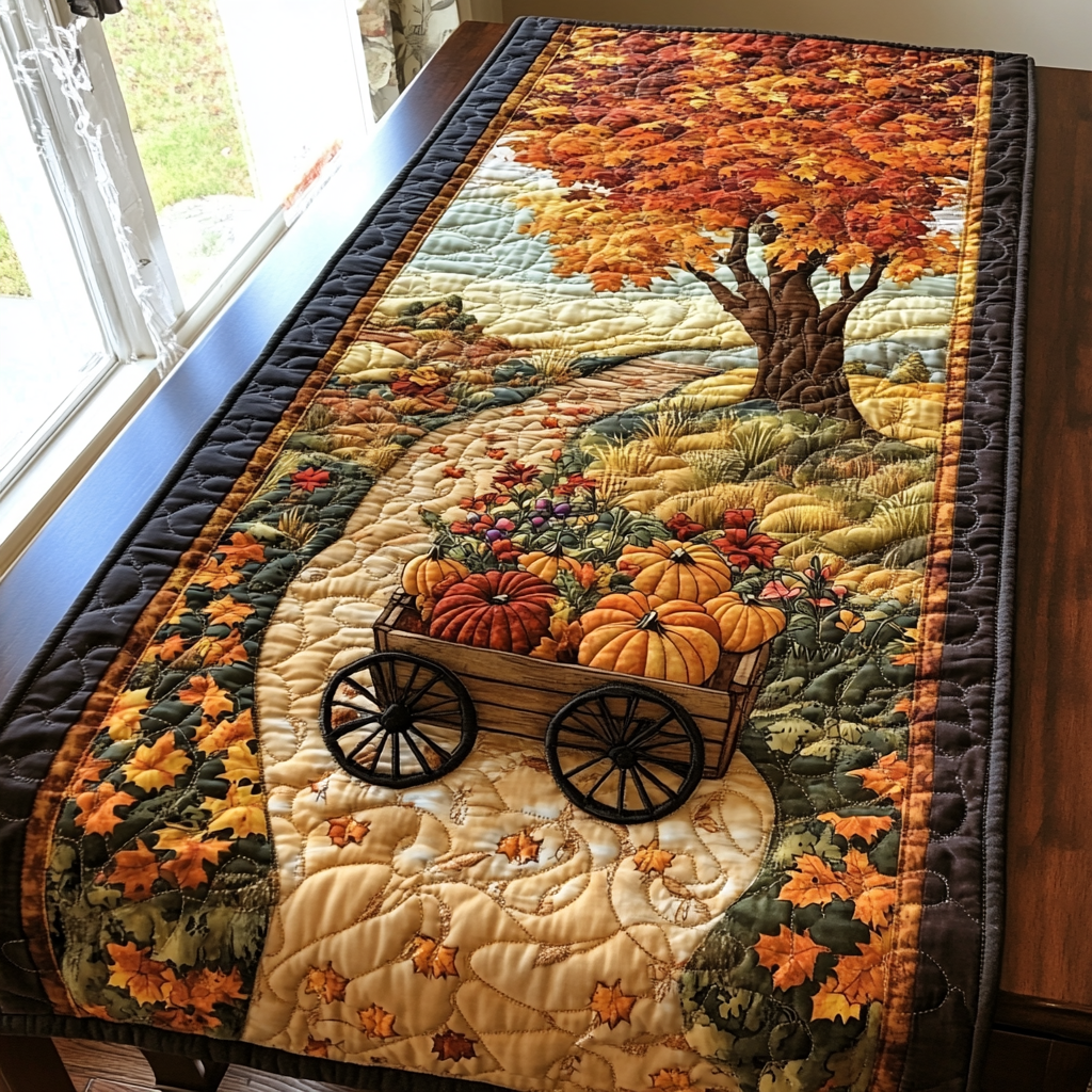 Twilight Pumpkin Quilted Table Runner Fall Decor Table Runner Best Friend Birthday Gifts