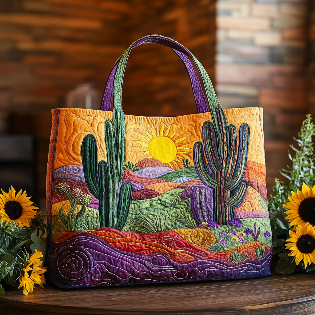 Twilight Sands Quilted Tote Bag Cactus Gifts For Mom Mother's Day