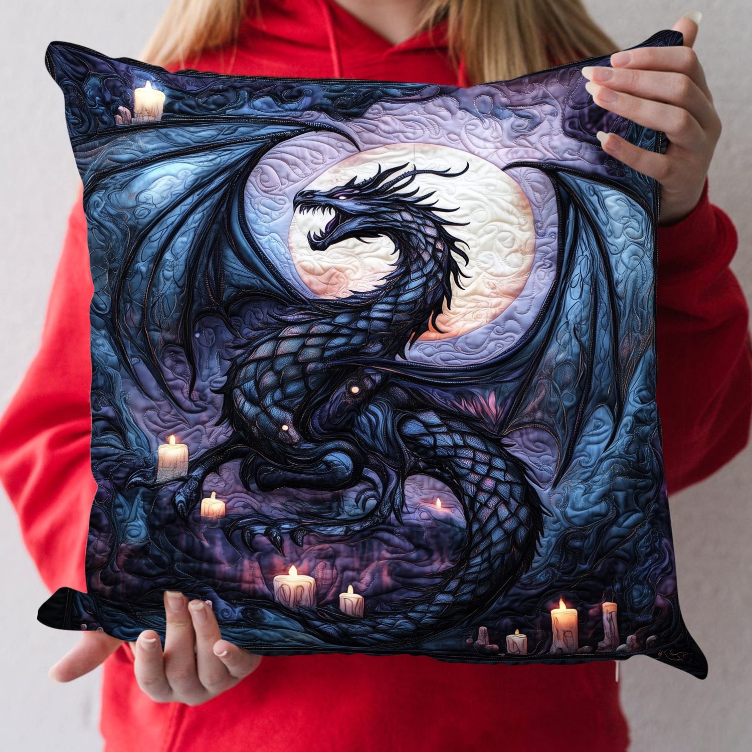 Twilight Serpent Quilted Pillow Case Farmhouse Christmas Pillow Cover