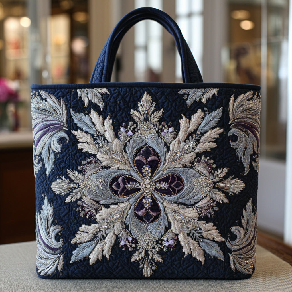 Twilight Snowflake Pattern Quilted Tote Bag Christmas Gift Ideas For Relatives