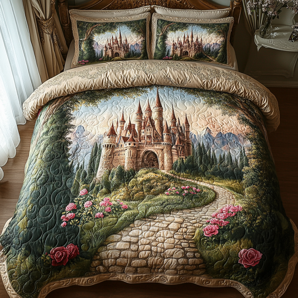 Twilight Tranquility Quilted Bedding Set Elegant Bed Linen Set for Cozy Nights