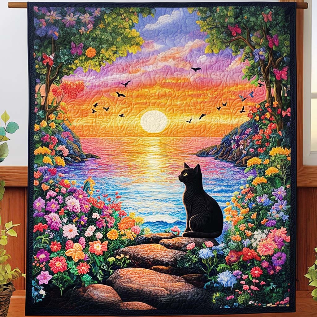 Twilight Whiskers Quilted Blanket Gifts For Cat Owners