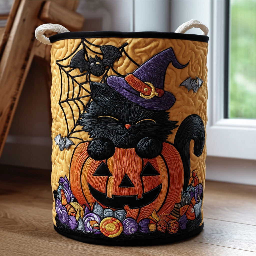 Twilight Whiskers Quilted Laundry Basket Merch For Couples