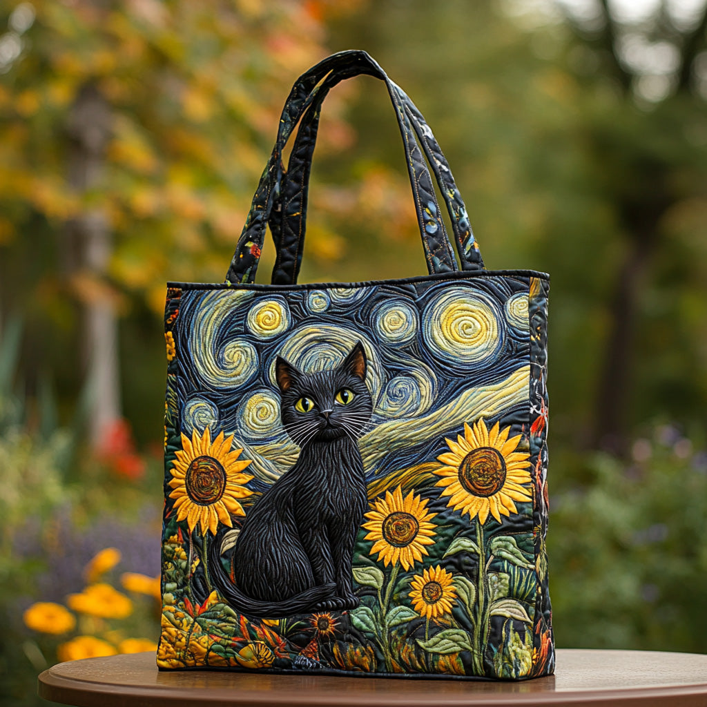 Twilight Whiskers Quilted Tote Bag Unique Cat Gifts