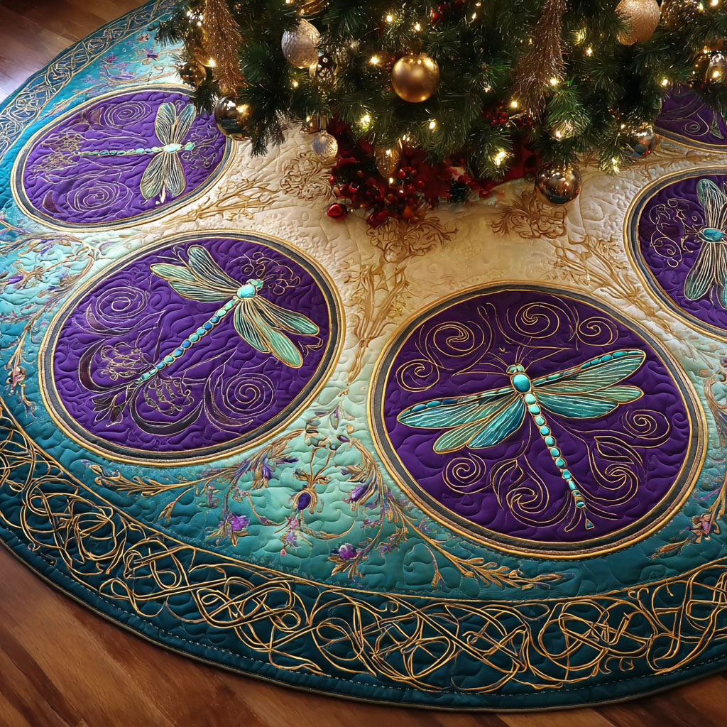 Twilight Wings Christmas Quilted Tree Skirt Trendy Quilted Tree Skirt for Stylish Christmas Setup