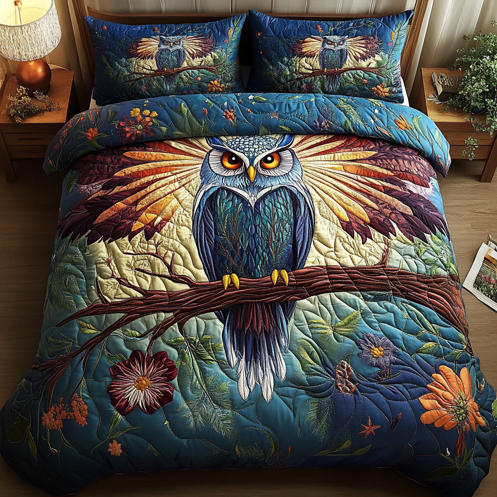 Twilight Wings Quilted Bedding Set Stylish Bed Sheet Set for Modern Home