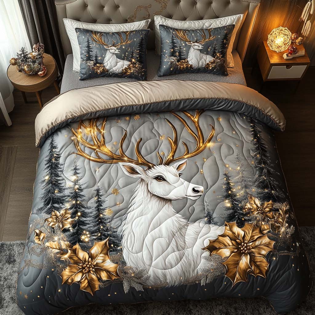 Twilight Winter Guardian Quilted Bedding Set Christmas Duvet Sets Cool Gifts For Deer Hunters