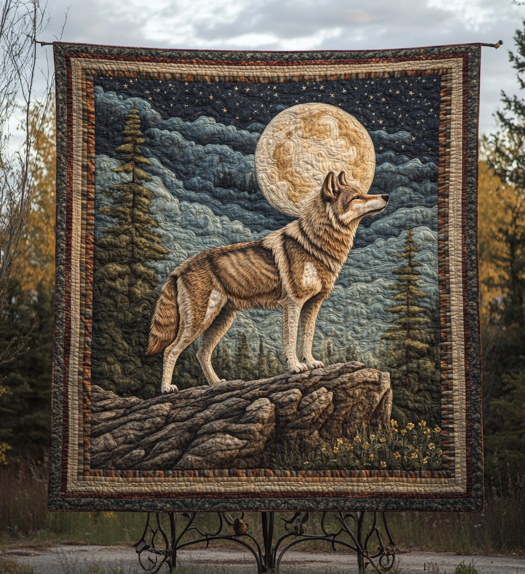 Twilight Wolf Quilted Blanket Gift For Wolf Lover