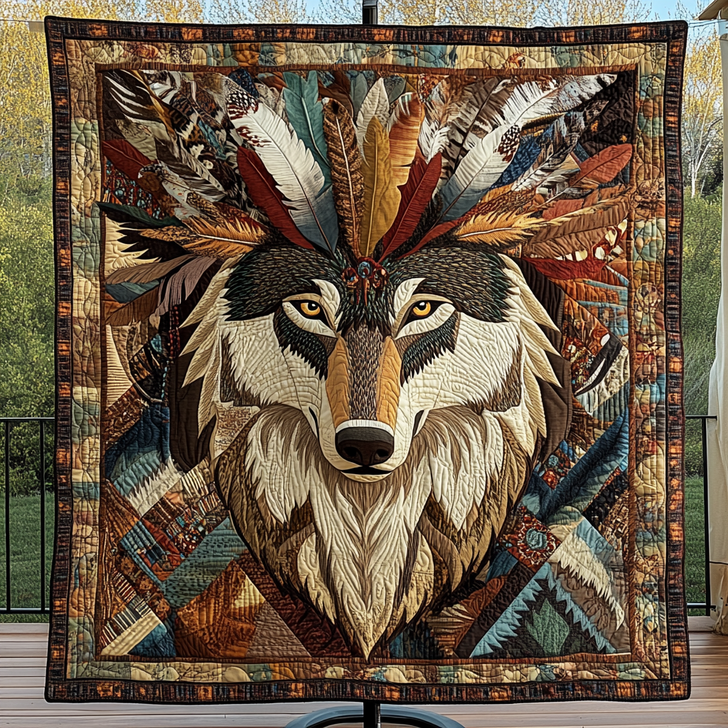 Twilight Wolf Spirit Quilted Blanket Gift For Wolf Lover